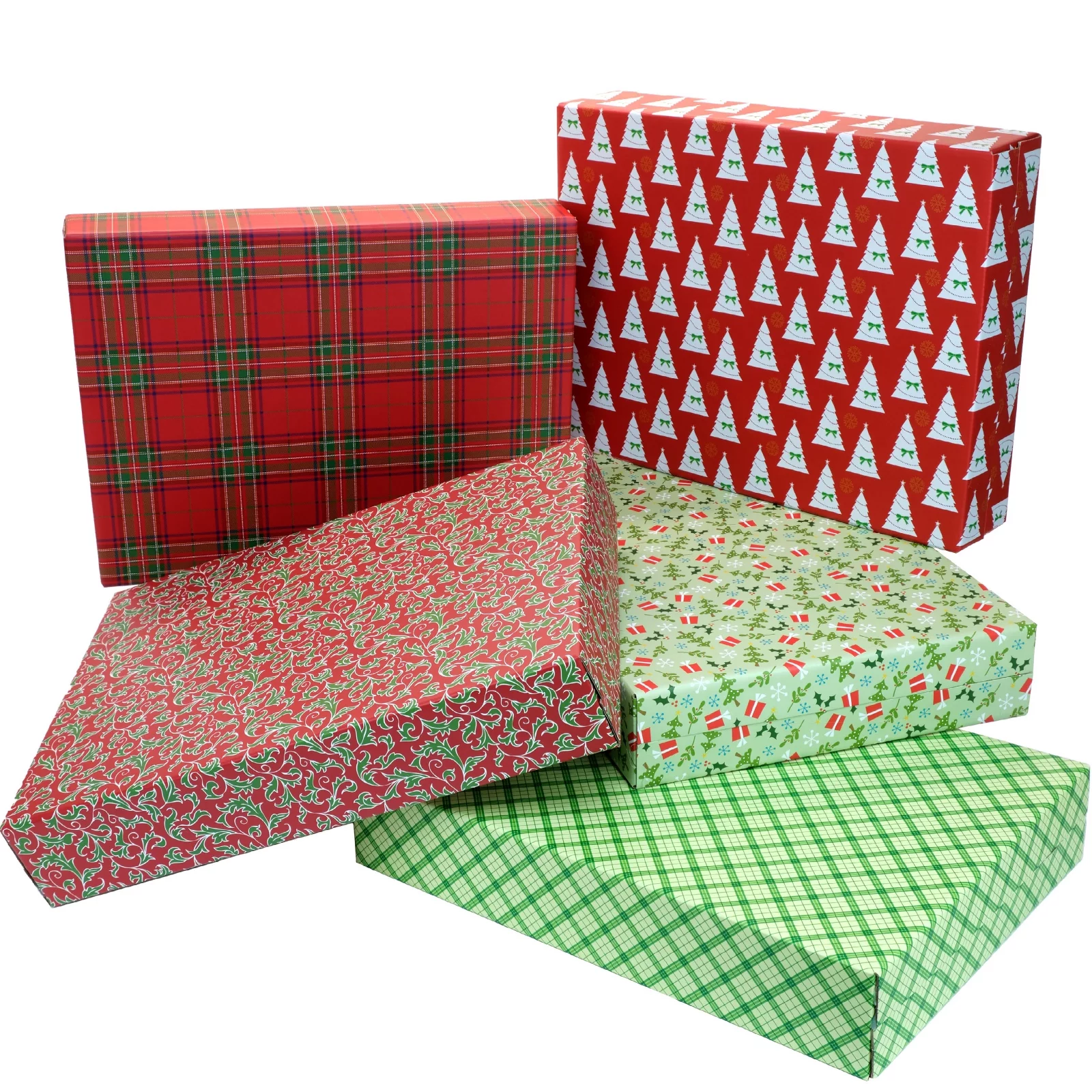 Global Printed Products Holiday Shipping Boxes (Pack of 10 - Assorted Patterns - 15