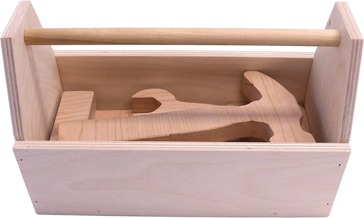 AmishToyBox.com Tool Box Toy Play Set, 6 Piece Wooden Toy Kid's Tool Set