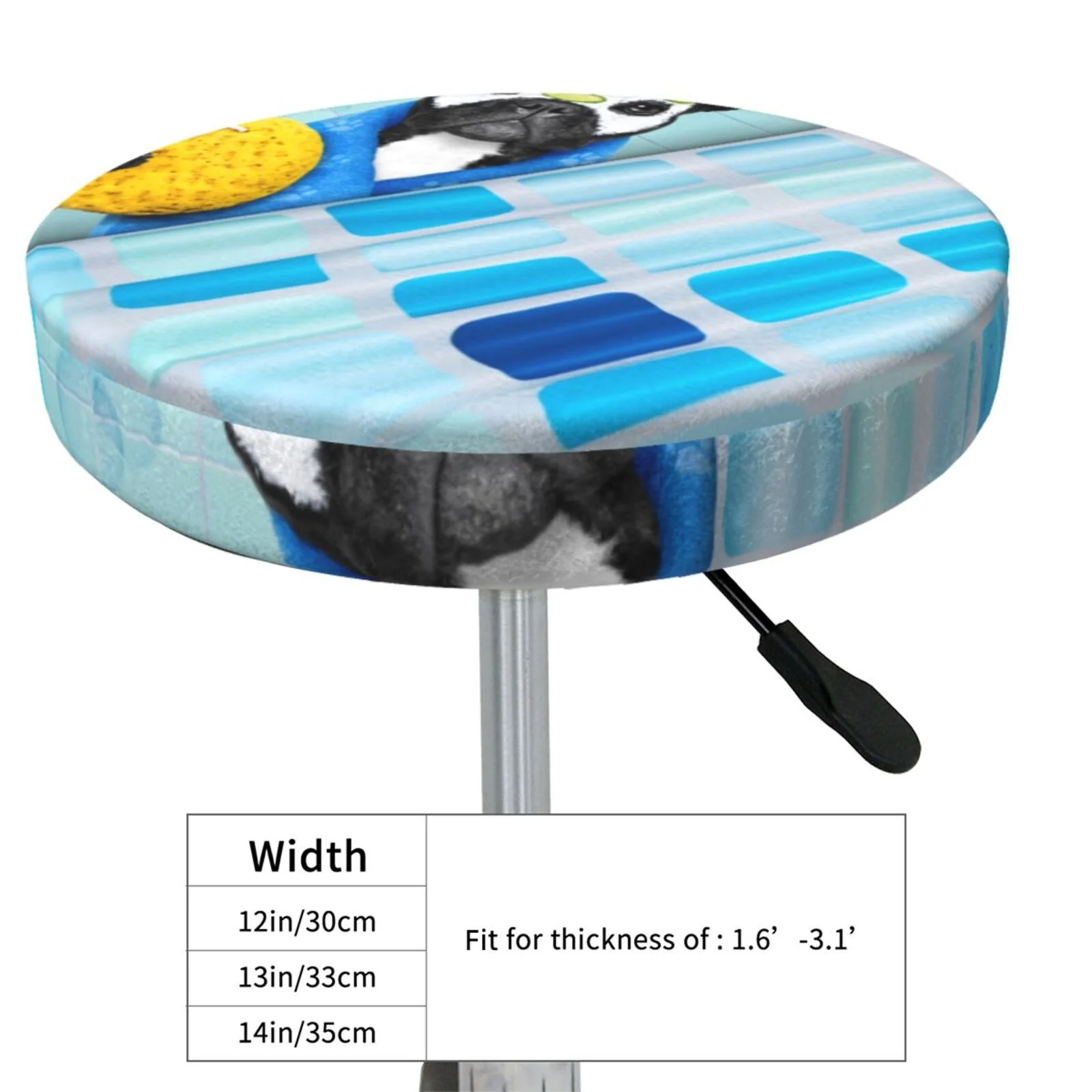 Disketp French Bulldog Dog In A Bathtub Stool Covers Round, Super Soft Round Bar Stool Cushion Covers Seat Cushion - 12 Inch