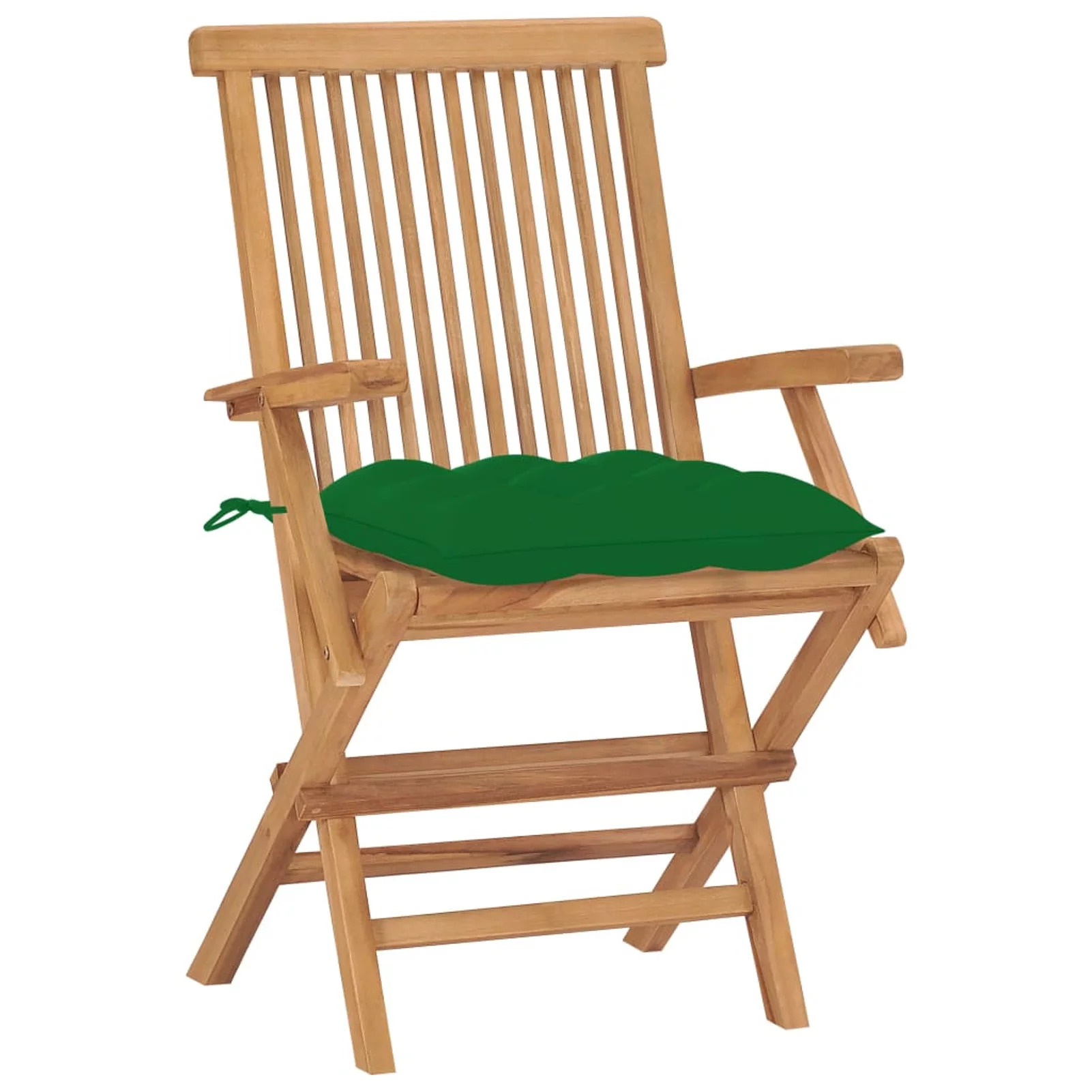 Aibecy Patio Chairs with Green Cushions 2 pcs Solid Teak Wood