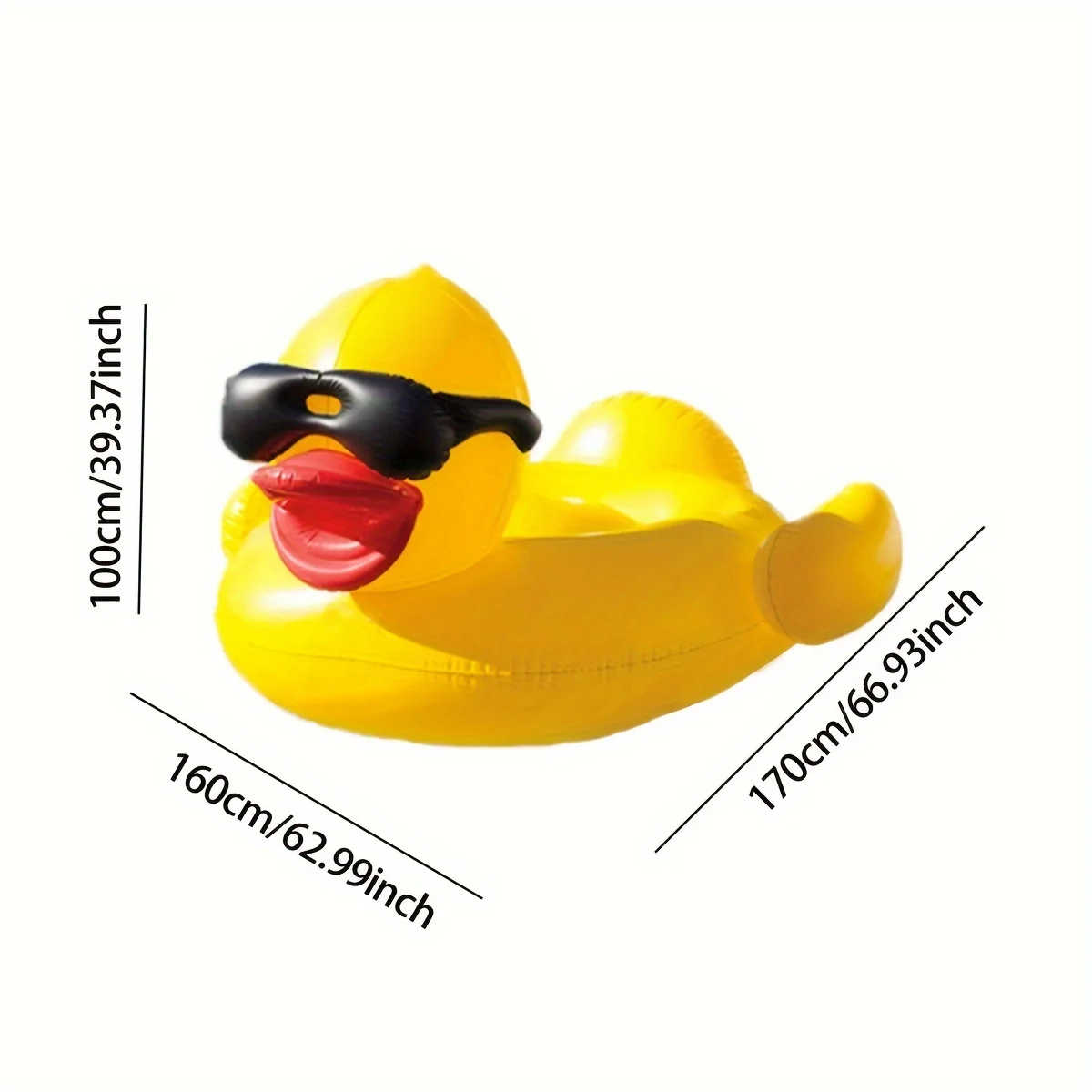 1pc Big Yellow Duck Floating Raft, PVC Inflatable Water Toy With Two Beverage Holders
