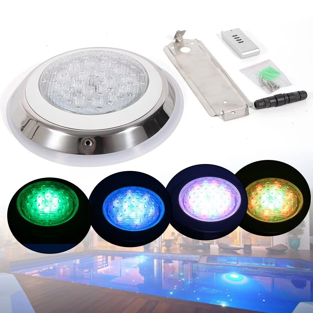 DENEST 54W RGB Underwater Swimming Pool Light Pond Fountain Light with Remote Waterproof