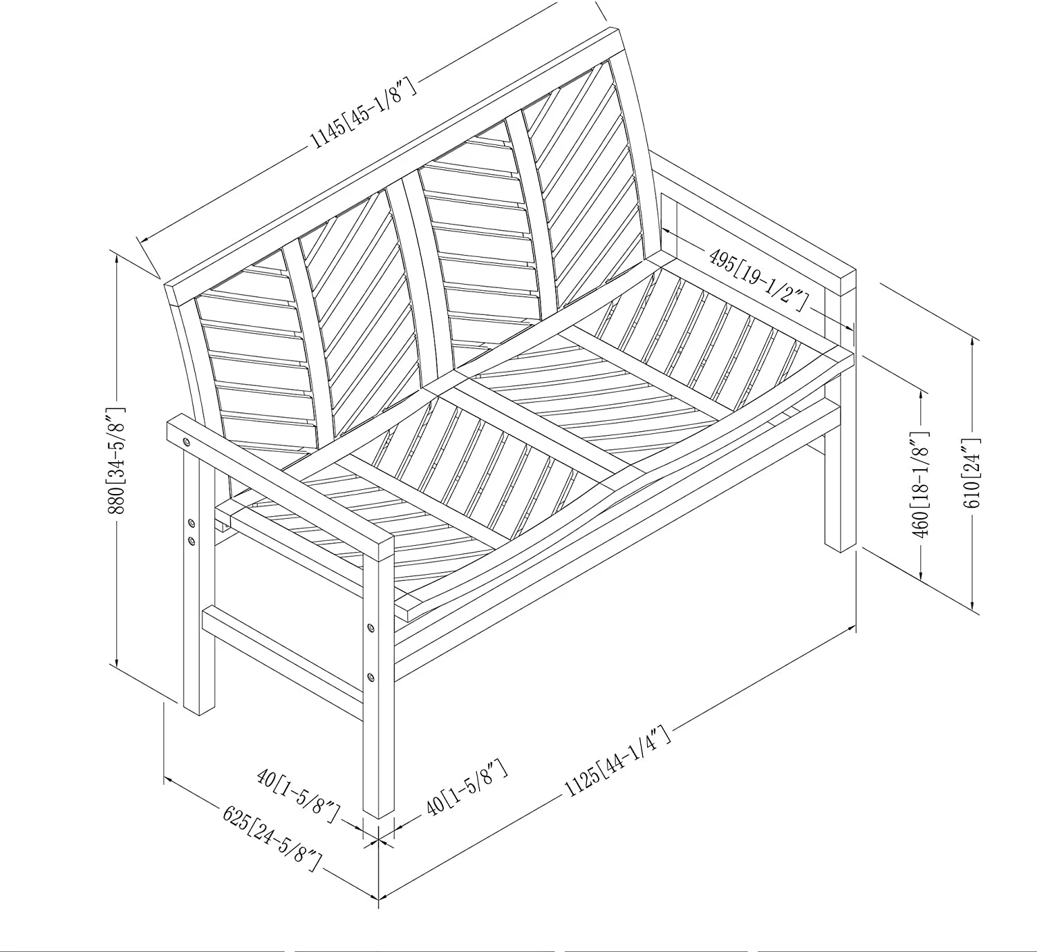 Patio Wood Loveseat Bench - Brown