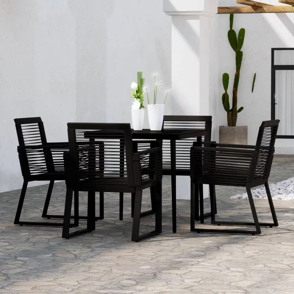 5 Piece Patio Dining Set Black