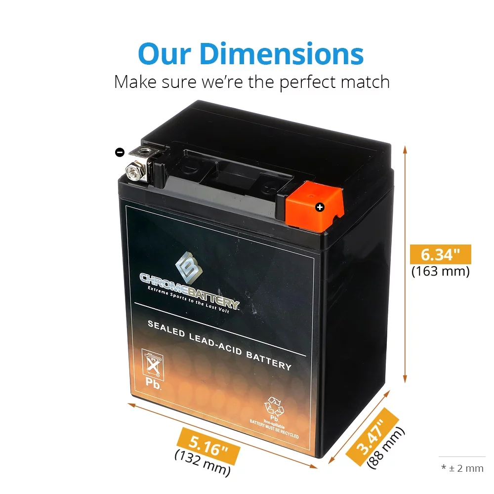 Chrome Battery Ytx14Ahl-Bs Lawn Mower Battery For Yard Man Beetle & Yard Bug