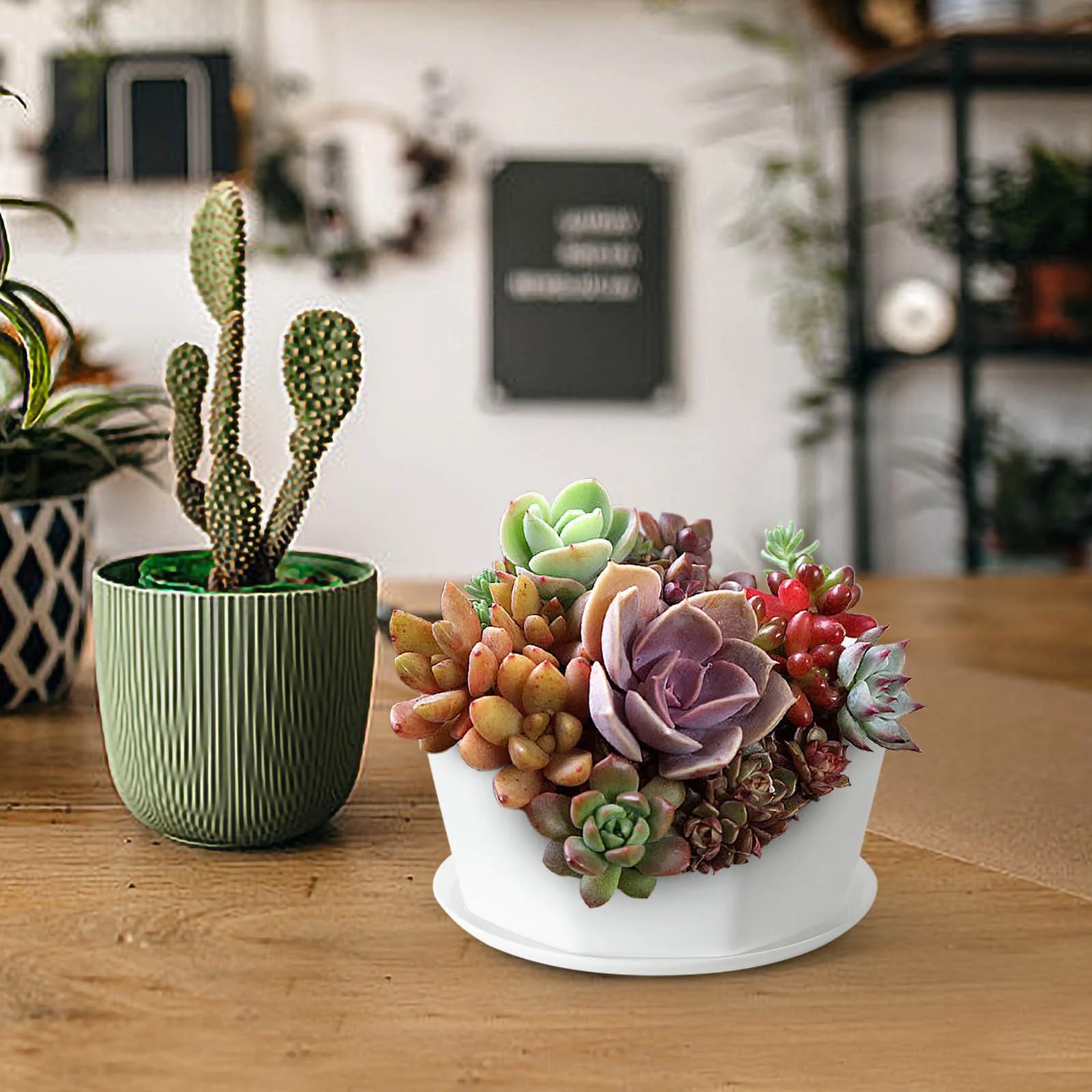 Resin Plastic Succulent Flowerpot, Flower Pot Balcony Thicken Large Resin Pot Plastic Flower Household Patio and Garden