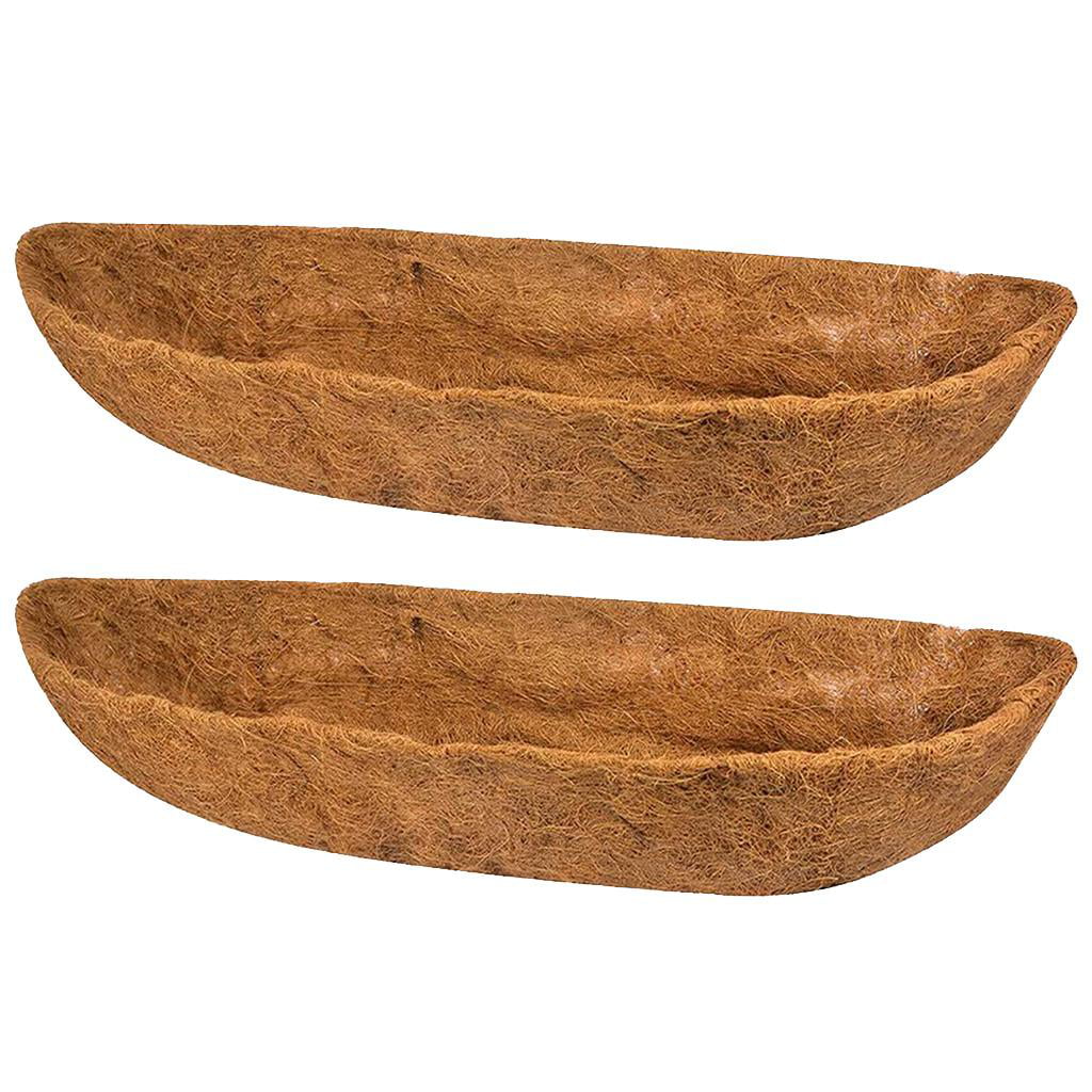 2Pcs Natural Trough Shaped Coco Liners Planter Pots Inserts Liner Flower Pot 30 inch