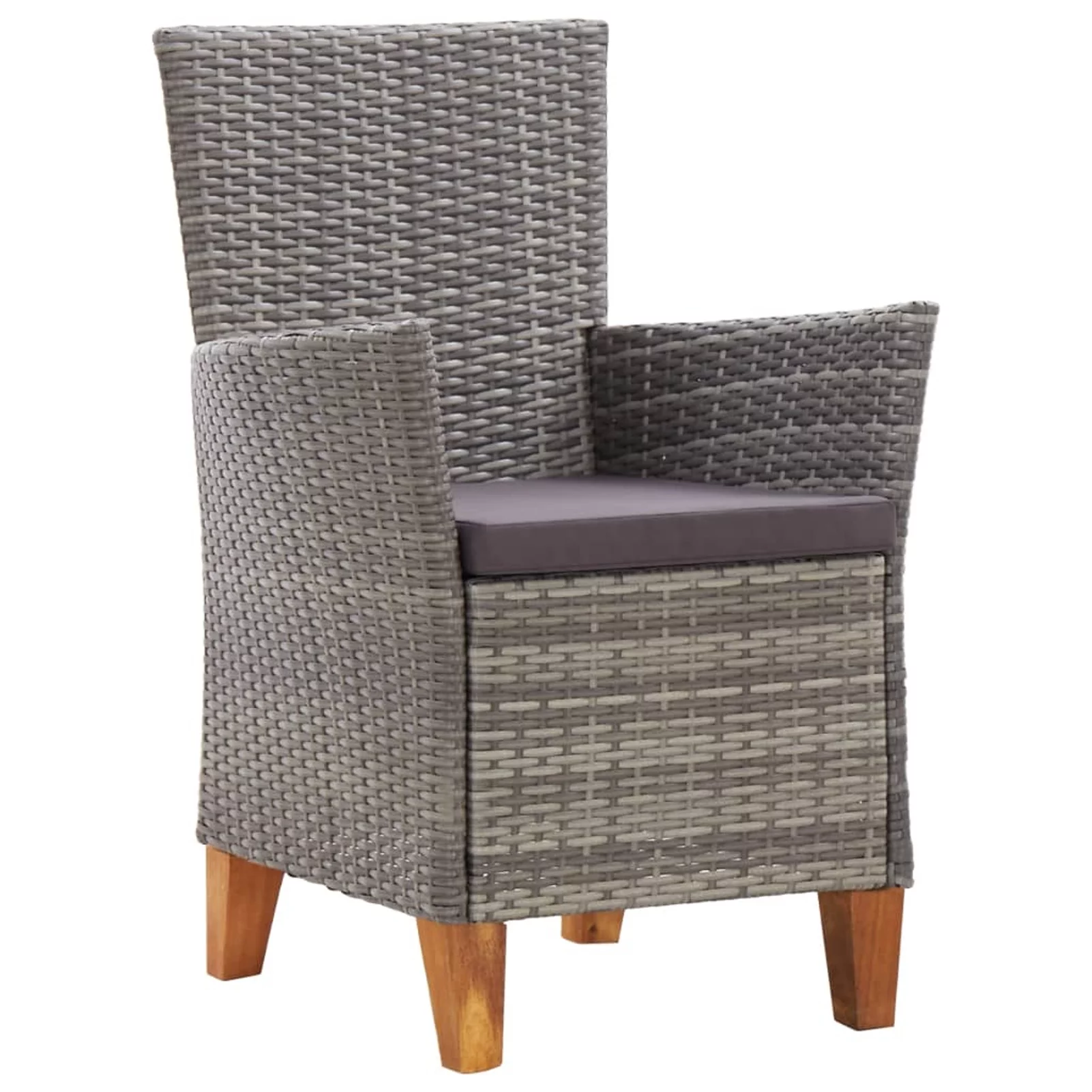 moobody 2 Piece Patio Chairs with Cushions Gray Poly Rattan Armchair  Dining Chair for Garden, Balcony, Backyard, Pool 23.2 x 23.2 x 34.4 Inches (W x D x H)