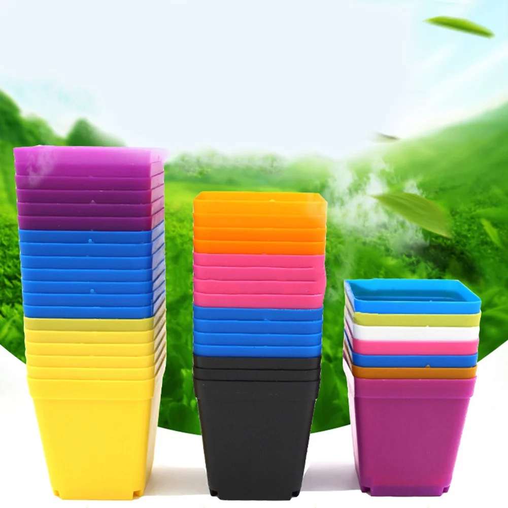 10 Pcs Succulent Small Square Flower Pot Plastic Frosted Square Pot Garden Tools