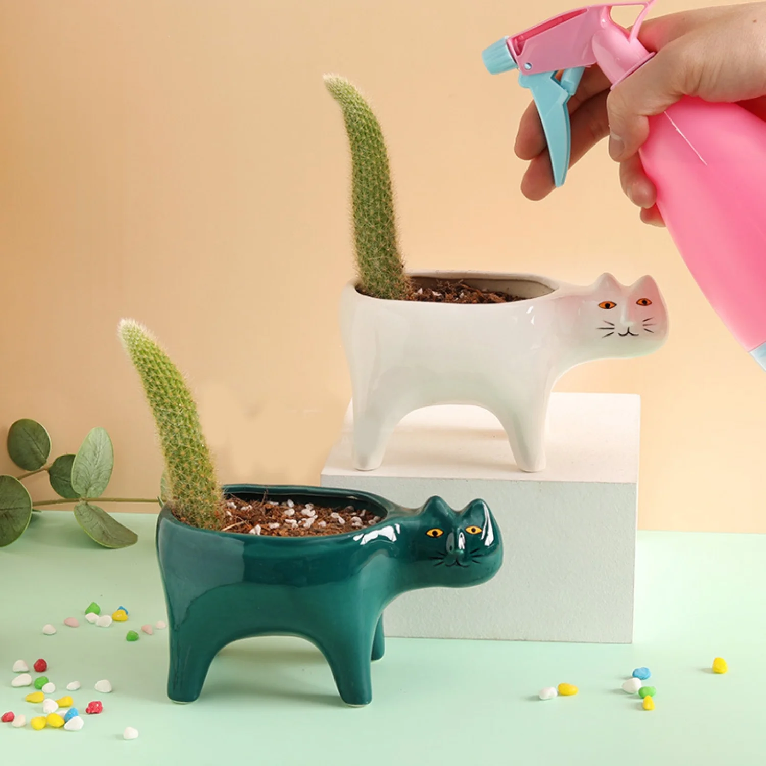 Creative and Adorable Succulent Ceramic Flower Pot Vase for Room Decoration with Cute Cat Tail Design - Simple and Modern Home Décor Ins.getElementsByClassName 145-156characters