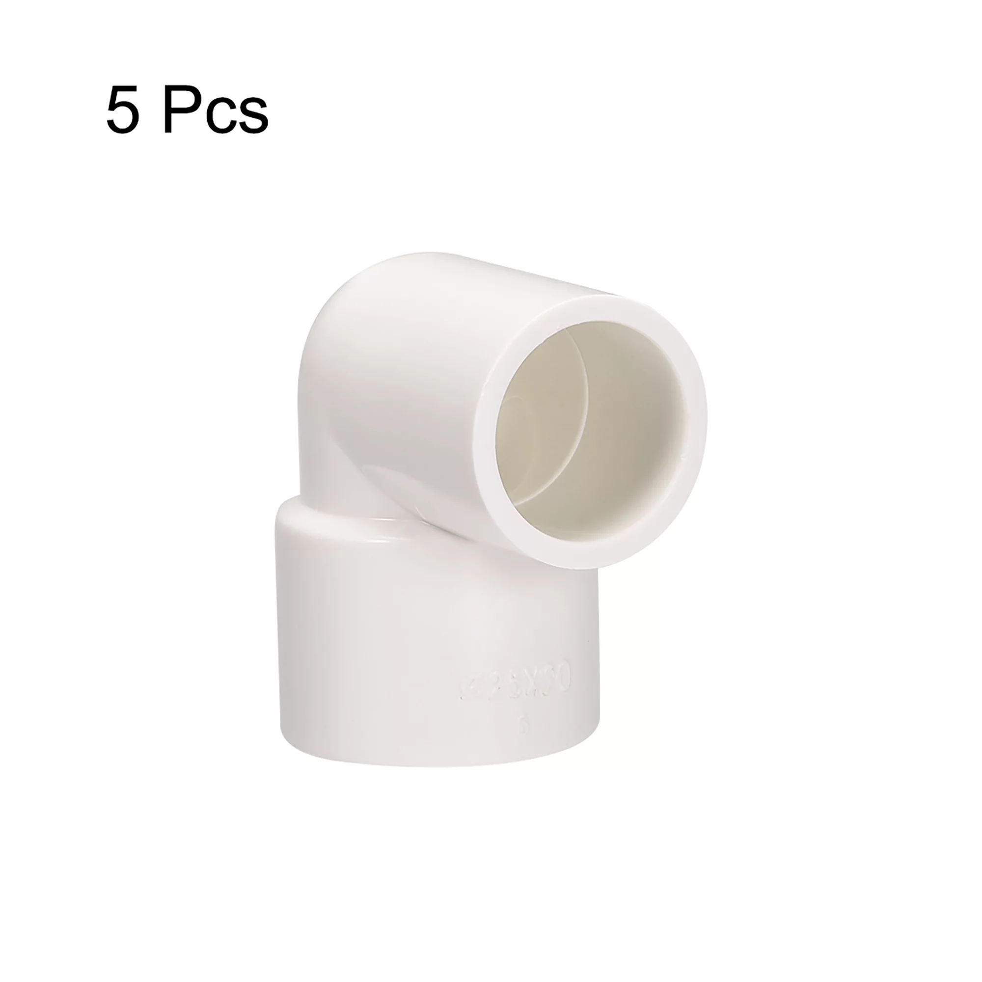 PVC Pipe Fitting,90 Degree Elbow Schedule 40 White 20mm x 25mm Socket 5pcs