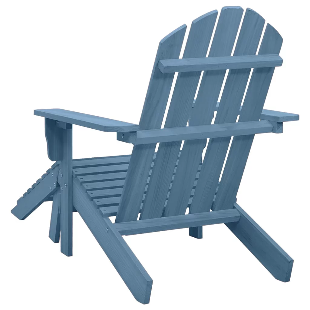 Anself Patio Adirondack Chair with Ottoman Solid Fir Wood Blue