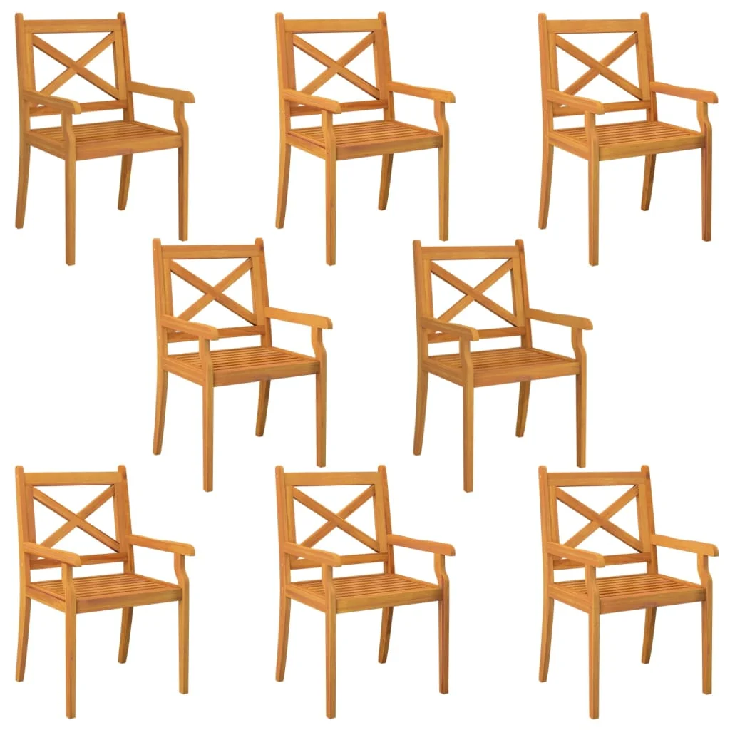 Tomshoo Patio Dining Chairs 8 pcs Solid Wood Acacia
