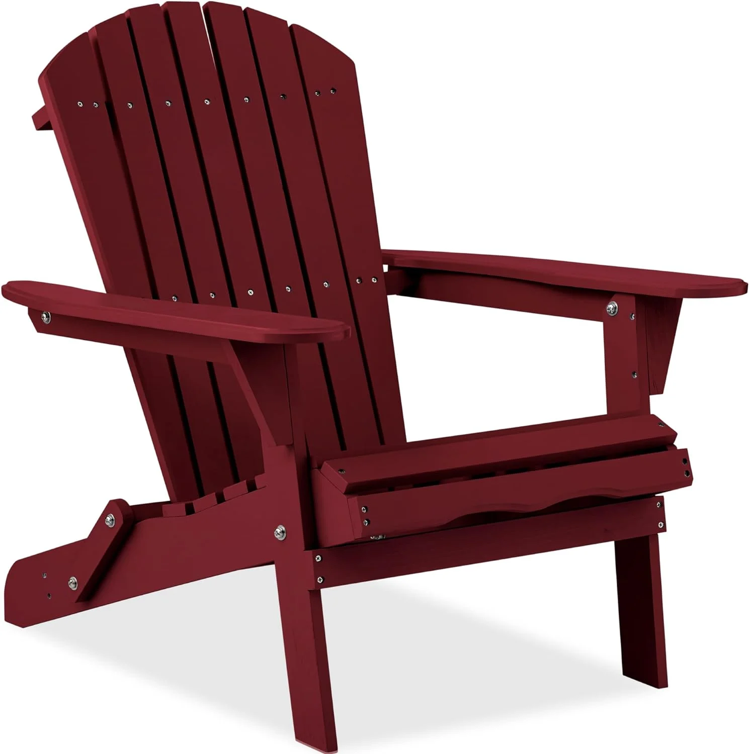 Red Folding Adirondack Chair - Outdoor Wooden Accent Furniture