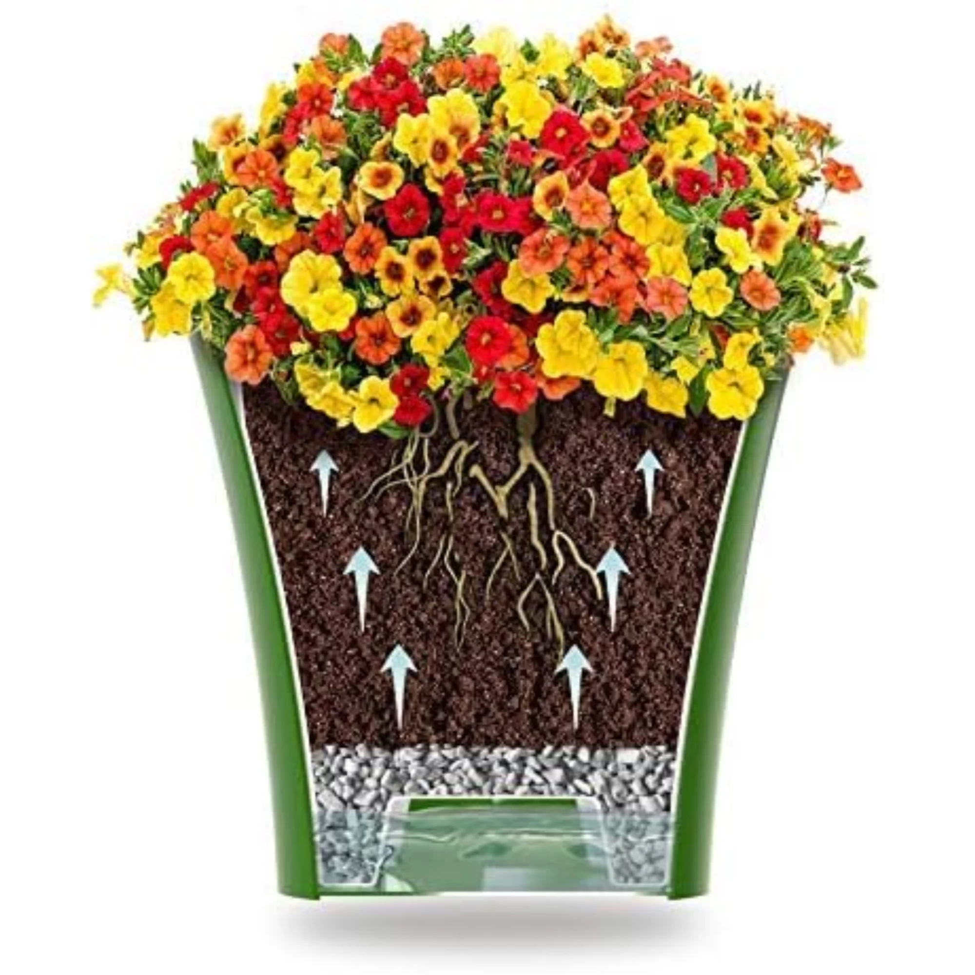 Decopots Plastic Round Modern Flower Pot with Drainage Planter, Purple White, 5.5