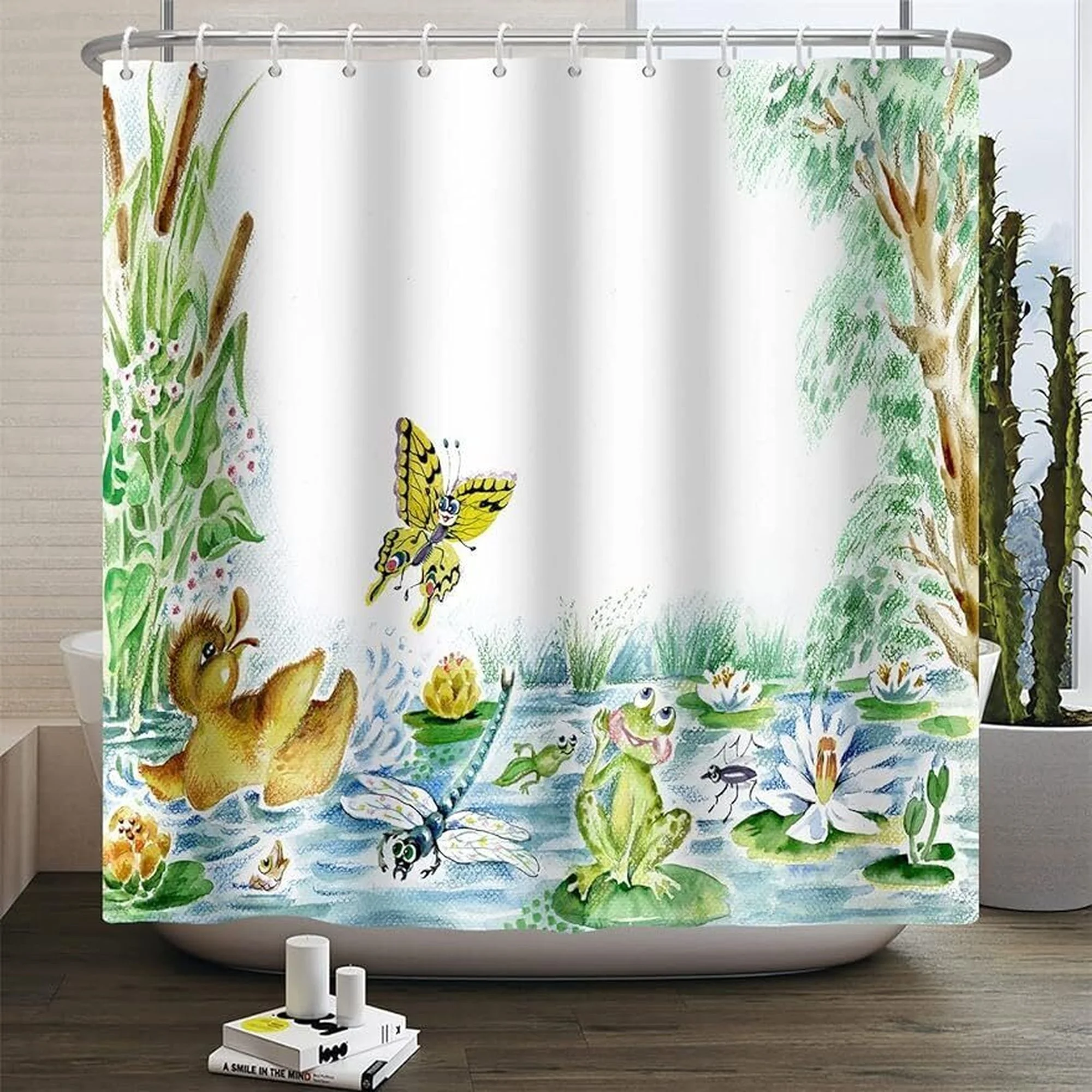Quack Up Your Bathroom with the GusseaK Spring Duck Shower Curtain - Fun and Functional!