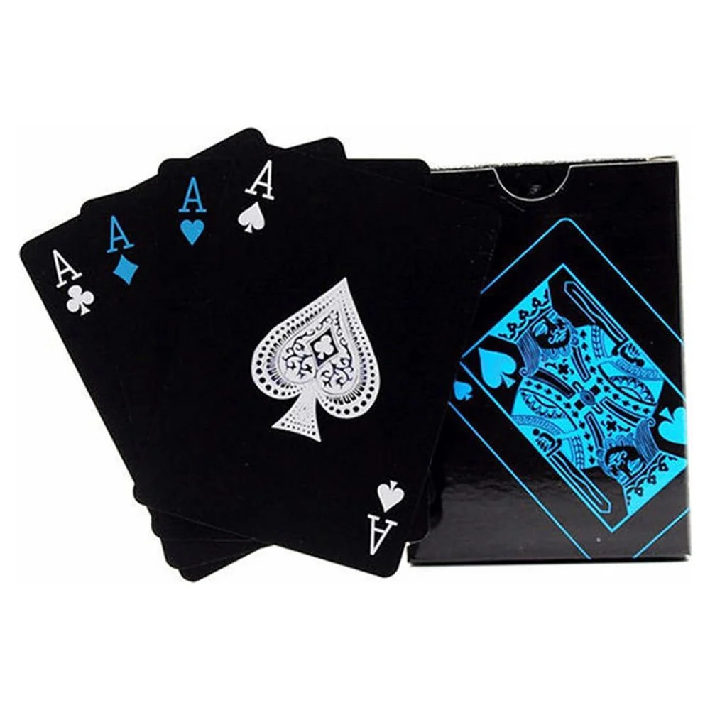 Anself 54Pcs Fine-quality Plastic PVC Poker Waterproof Black Playing Cards Creative Gift Practical Magic Poker Gaming Cards