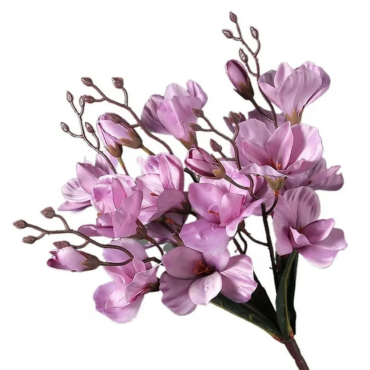 Yeetfub Artificial Plants for Indoor Windfall Artificial Faux Orchid Arrangements Table Centerpiece Silk Flowers White Petals With Purple Stamens For Kitchen Decoration Home Decor Wedd