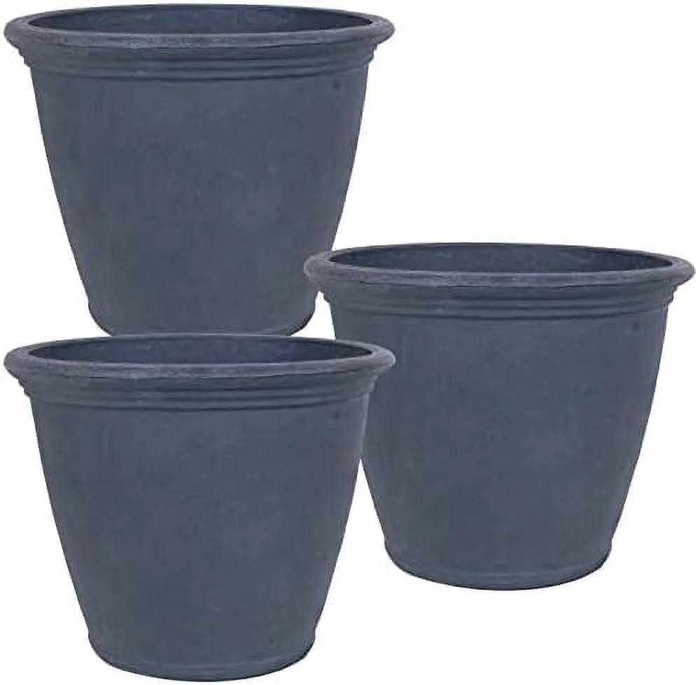Anjelica 24-Inch Diameter Indoor/Outdoor Double-Walled Polyresin Planter With UV-Resistant Beige Finish