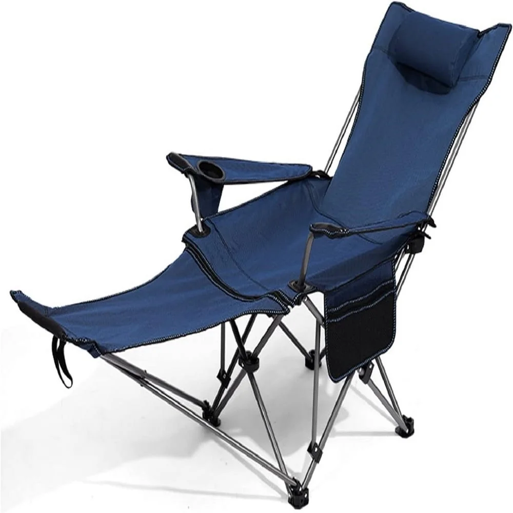 NEWCE Camping Lounge Chair  Portable Camping Chair with Footrest  Folding Reclining Camping Chair Storage Bag & Headrest  330lbs Weight Capacity