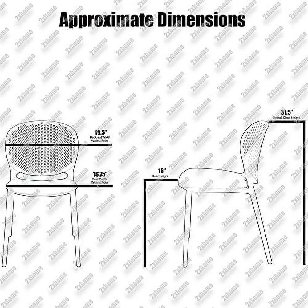 TJCGDTY Modern Pool Patio Chairs  Plastic Armless Dining Side Chairs for Indoor or Outdoor Use  Black