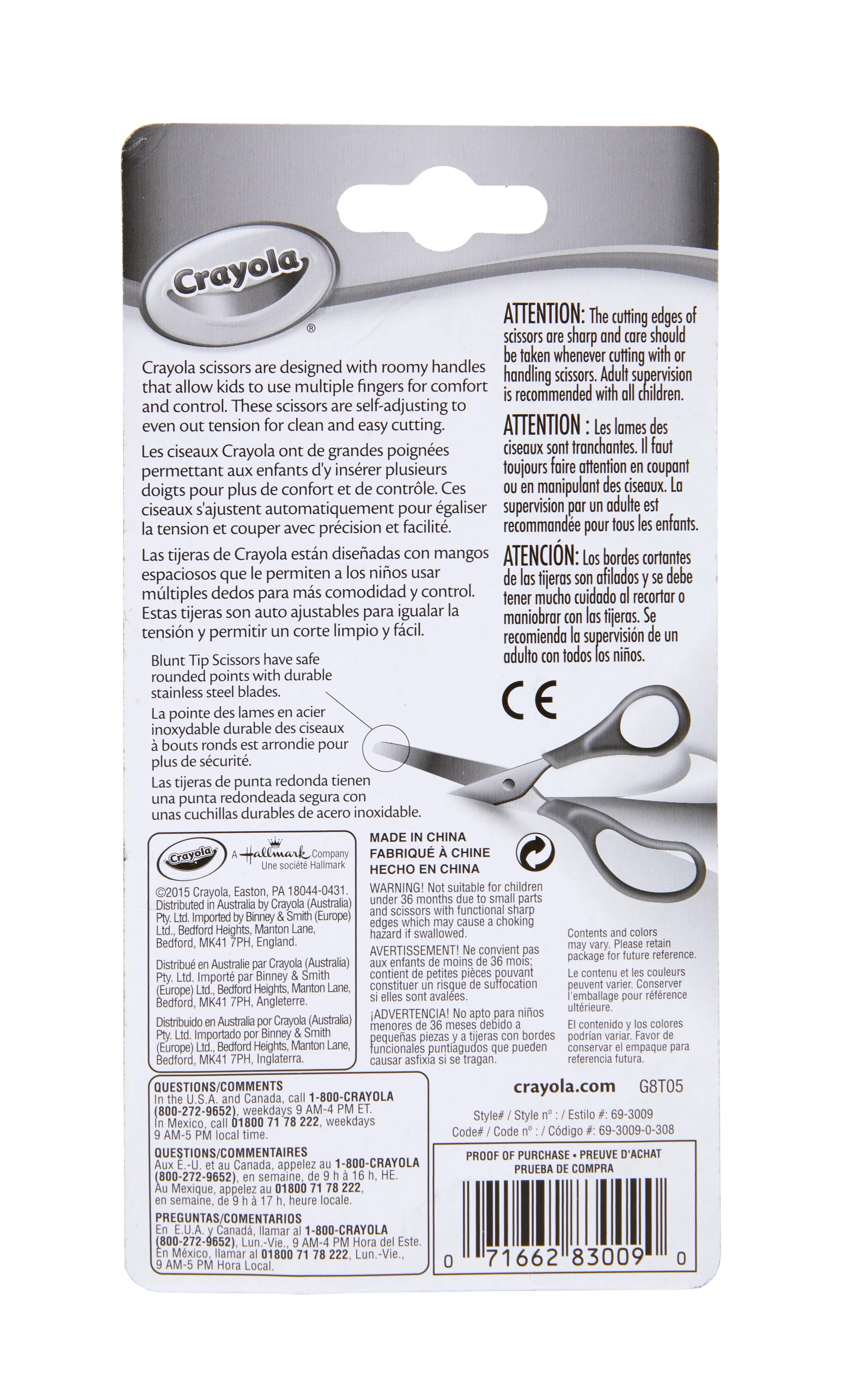 Crayola Kids Blue Blunt Tip Scissors, Ages 4 and Up