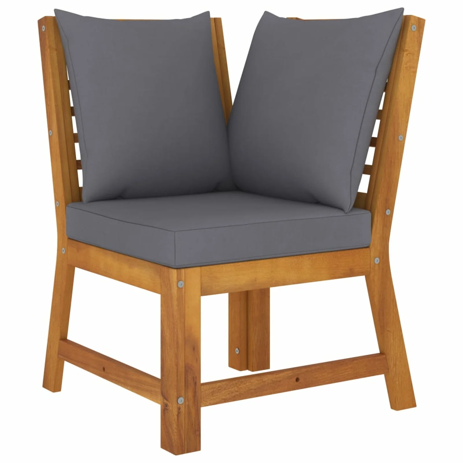 Andoer 3 Piece Garden Set with Dark Gray Cushion Solid Acacia Wood