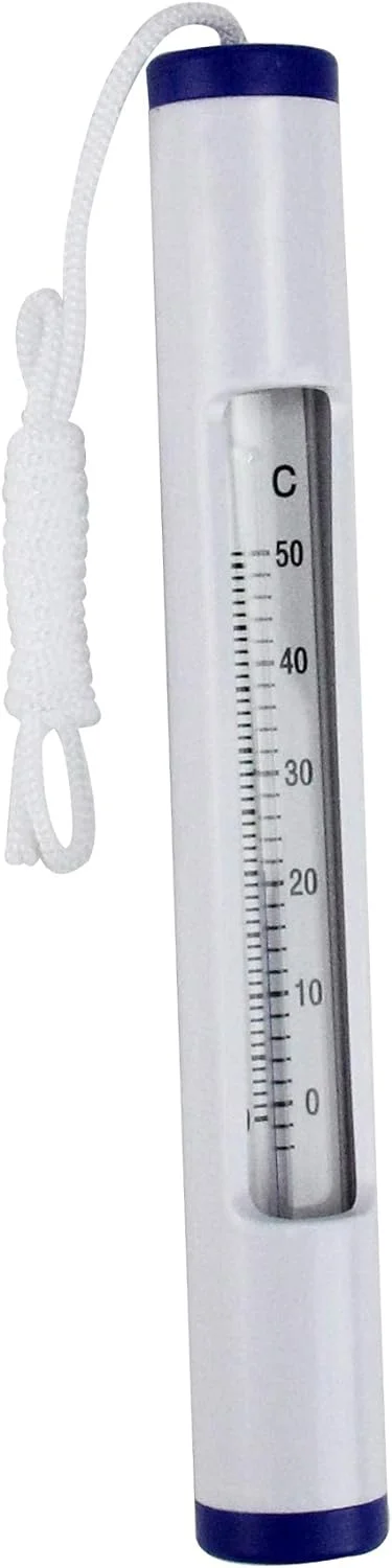 White and Blue Round Swimming Pool Thermometer  Measures 50 Degrees Celsius for Adults