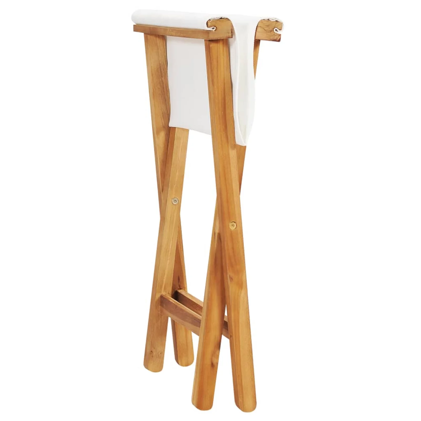 Dcenta Folding Chairs 2 pcs Solid Teak Wood and Fabric Cream White