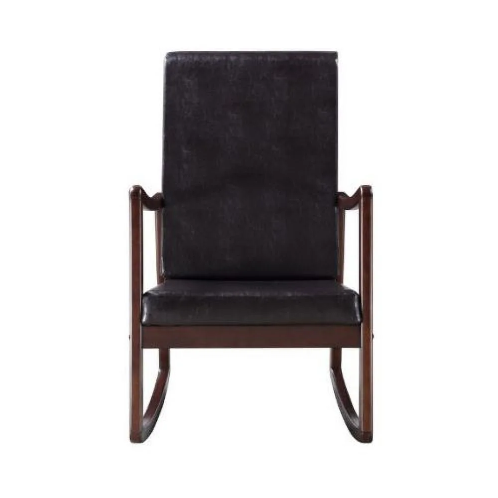 ZJbiubiuHome Raina Rocking Chair  Dark Brown PU & Espresso Finish 59935