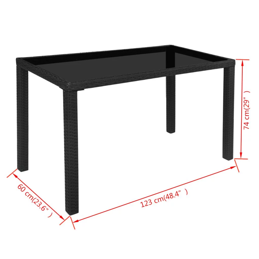 Andoer 5 Piece  Dining Set with Cushions Poly Rattan Black