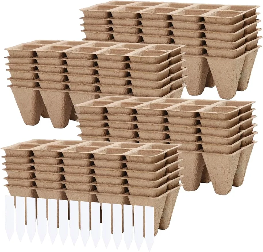 24 Pack Peat Pots Kits Seed Starter Eco-Friendly Enhance Aeration with Plant Tags for Home Plant Starters