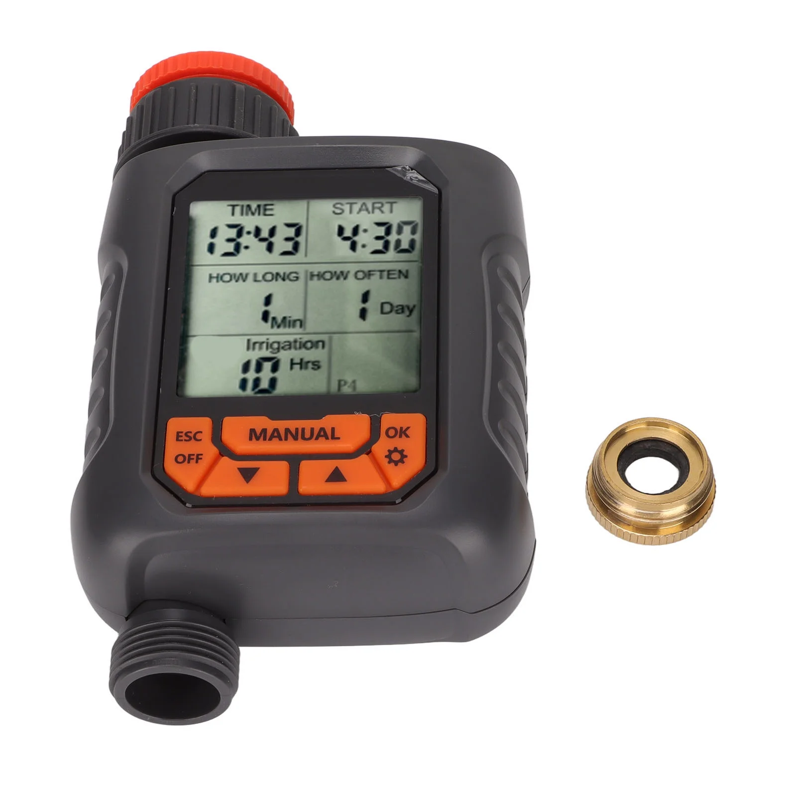 Ouitble Sprinkler Timer Irrigation G3/4 Sprinkler Timer IP65 Waterproof Large LCD Display Digital Irrigation Controller with Copper Adapter