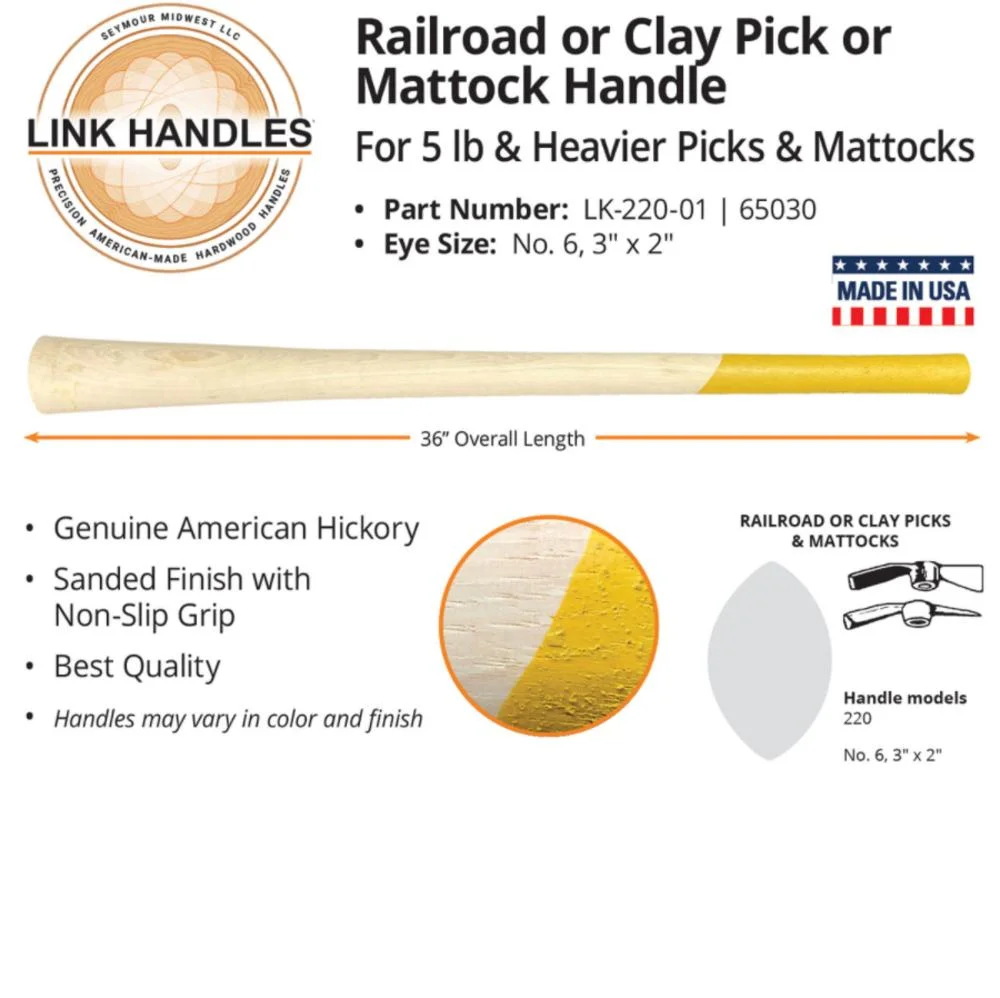 Seymour Hickory Link Handle 36In For 5 Lb. Heavier Picks And Mattocks
