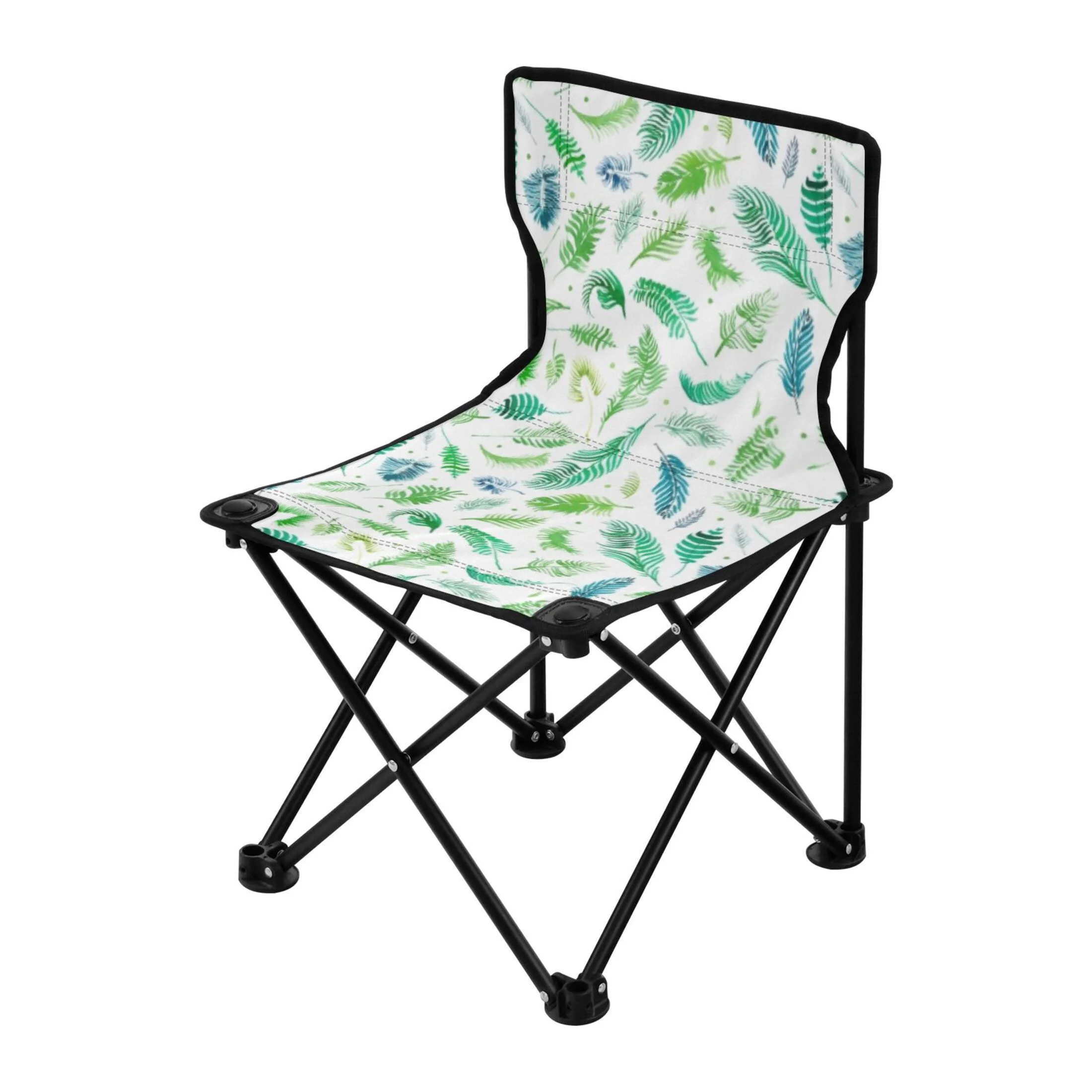 Tropical Palm Leaves Portable Camping Chair Small for Kids Outdoor Folding Beach Chair Fishing Chair Lawn Chair with Carry Bag