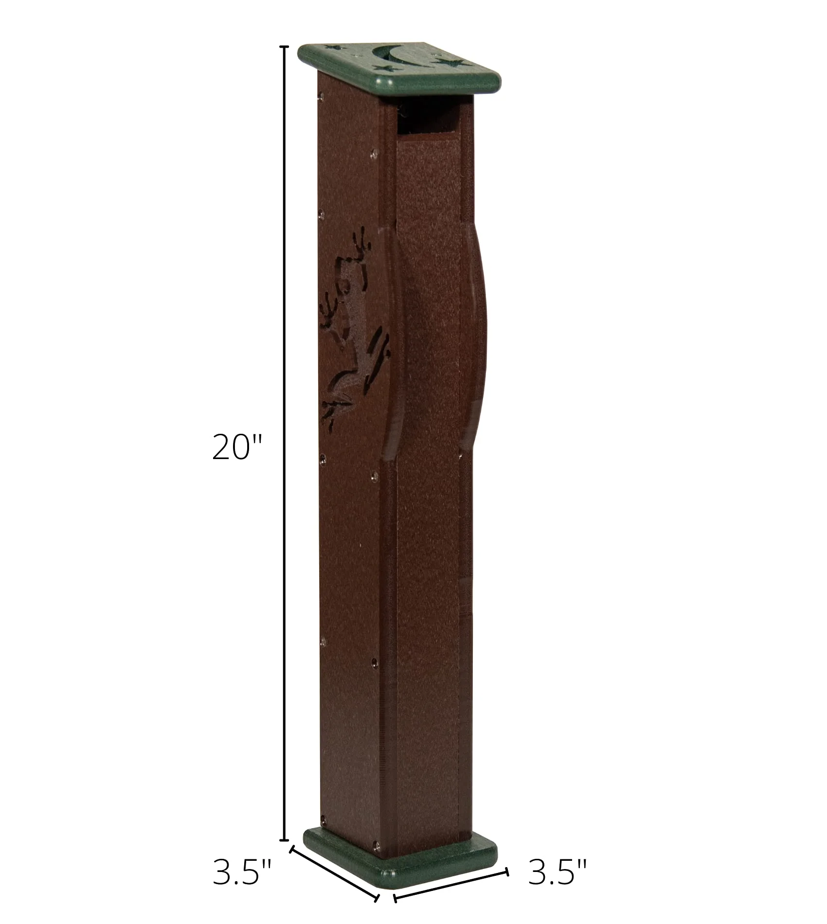 JCs Wildlife Deluxe Poly Lumber Tree Frog House - Attract Many Species of Tree Frogs - Made in the USA (Brown Body / Green Roof)