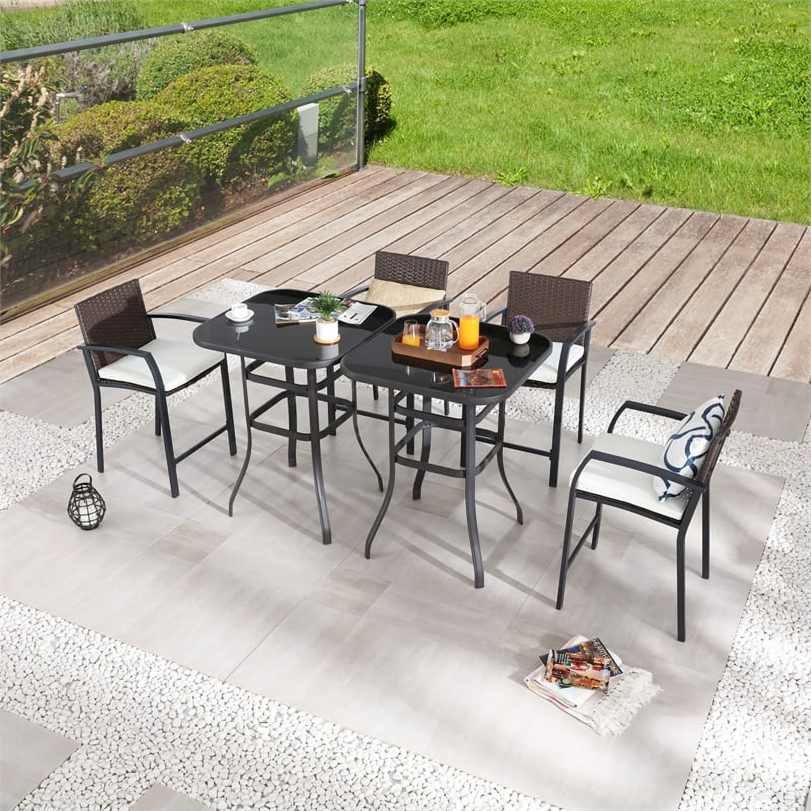 Patio Festival Metal 6-Piece Outdoor Dining Set in Brown and Black Finish