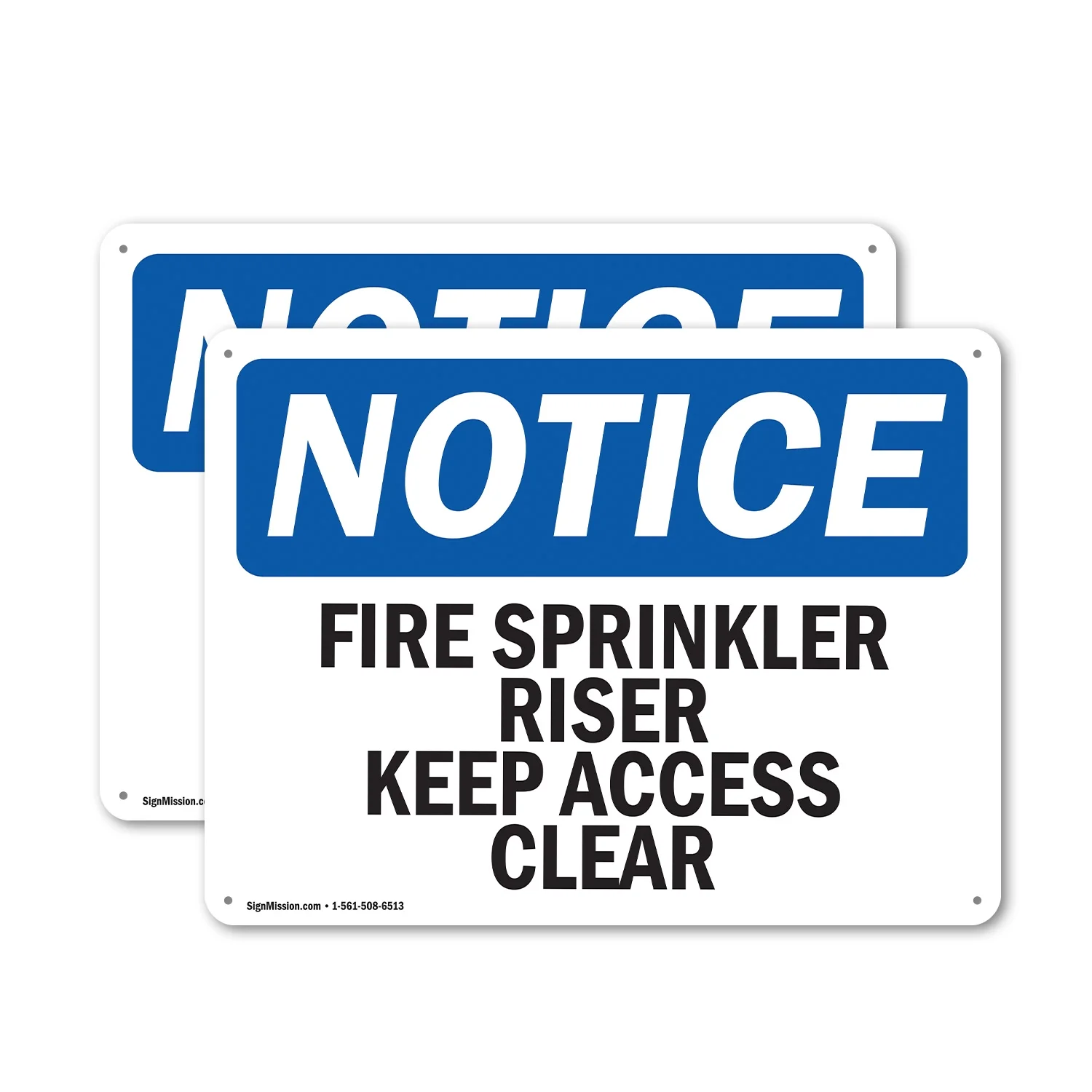 (2 Pack) Fire Sprinkler Riser Keep Access Clear OSHA Notice Sign 24 Inch X 18 Inch Plastic Sign, Weather Resistant, UV Protected for Workplace, Business, and Construction Site, Made in the USA