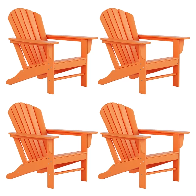 Afuera Living Portside Classic Outdoor Adirondack Chair (Set of 4) in Orange