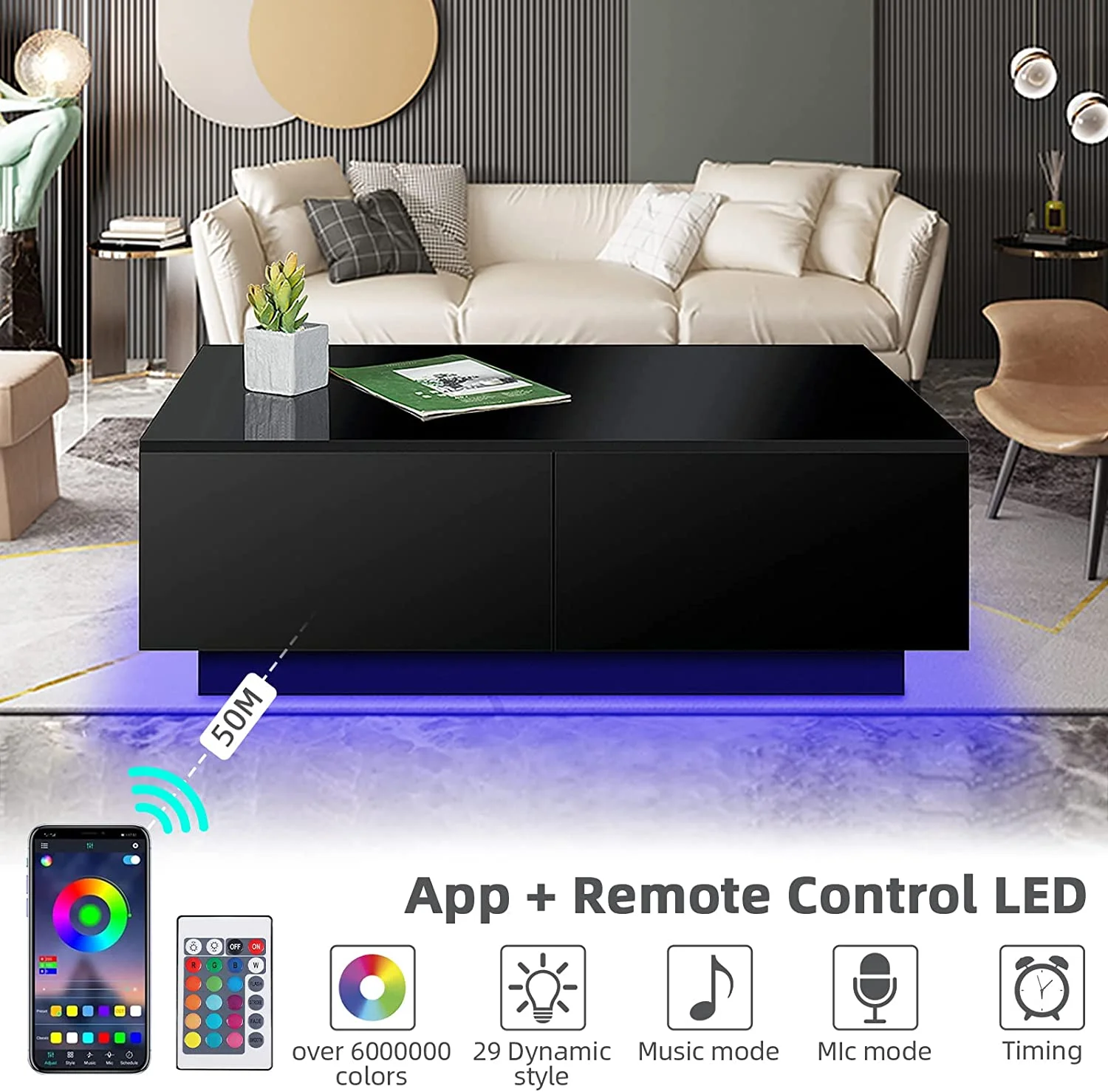 Kullavik 13 Pieces Outdoor Patio Furniture with 43" 55000BTU Gas Propane Fire Pit Table PE Wicker Rattan Sectional Sofa Patio Conversation Sets Grey