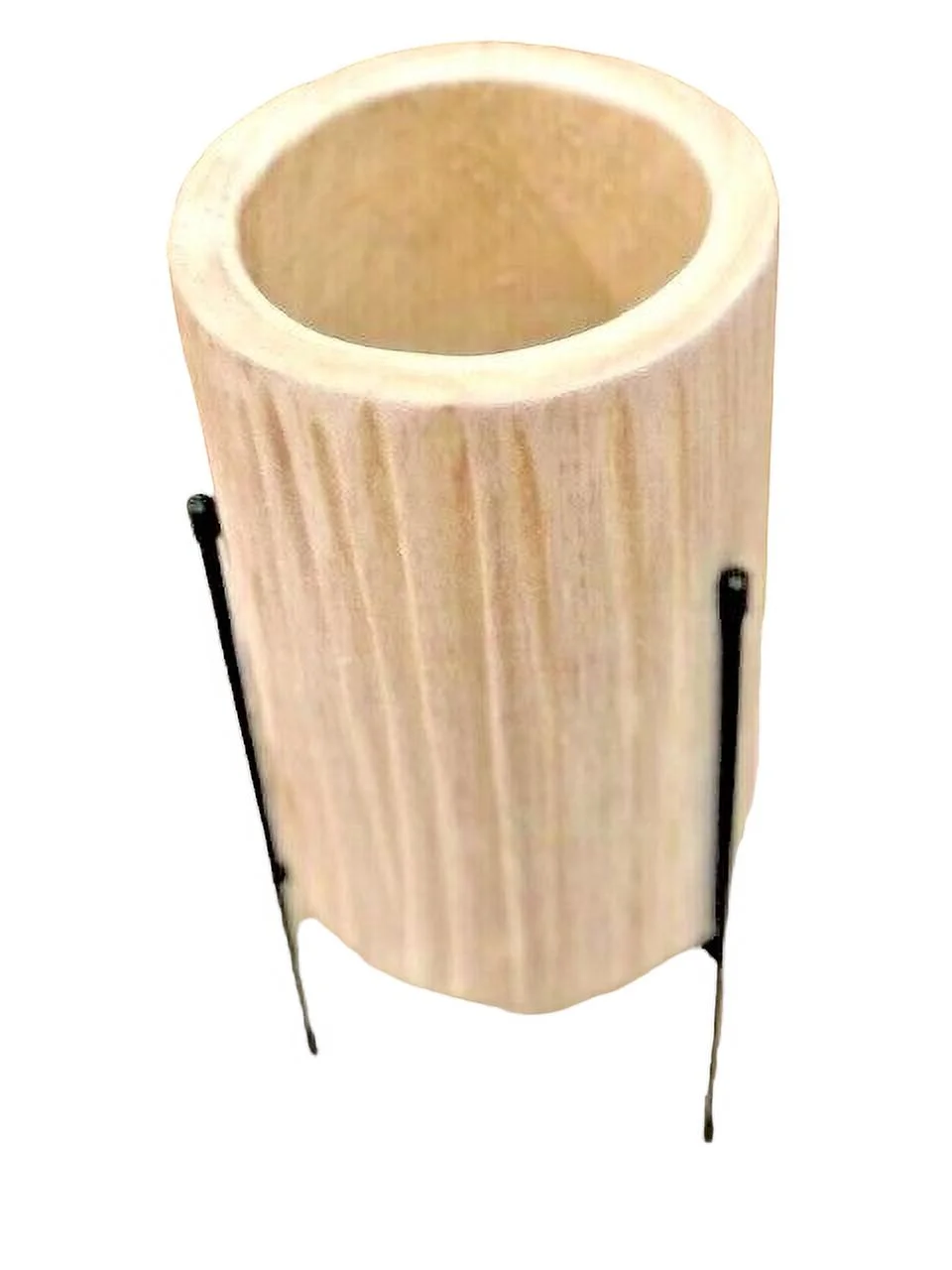 Wooden Planter Flower Cactus Plant Pot Rustic Planter Wood Metal Stand 12 1/2