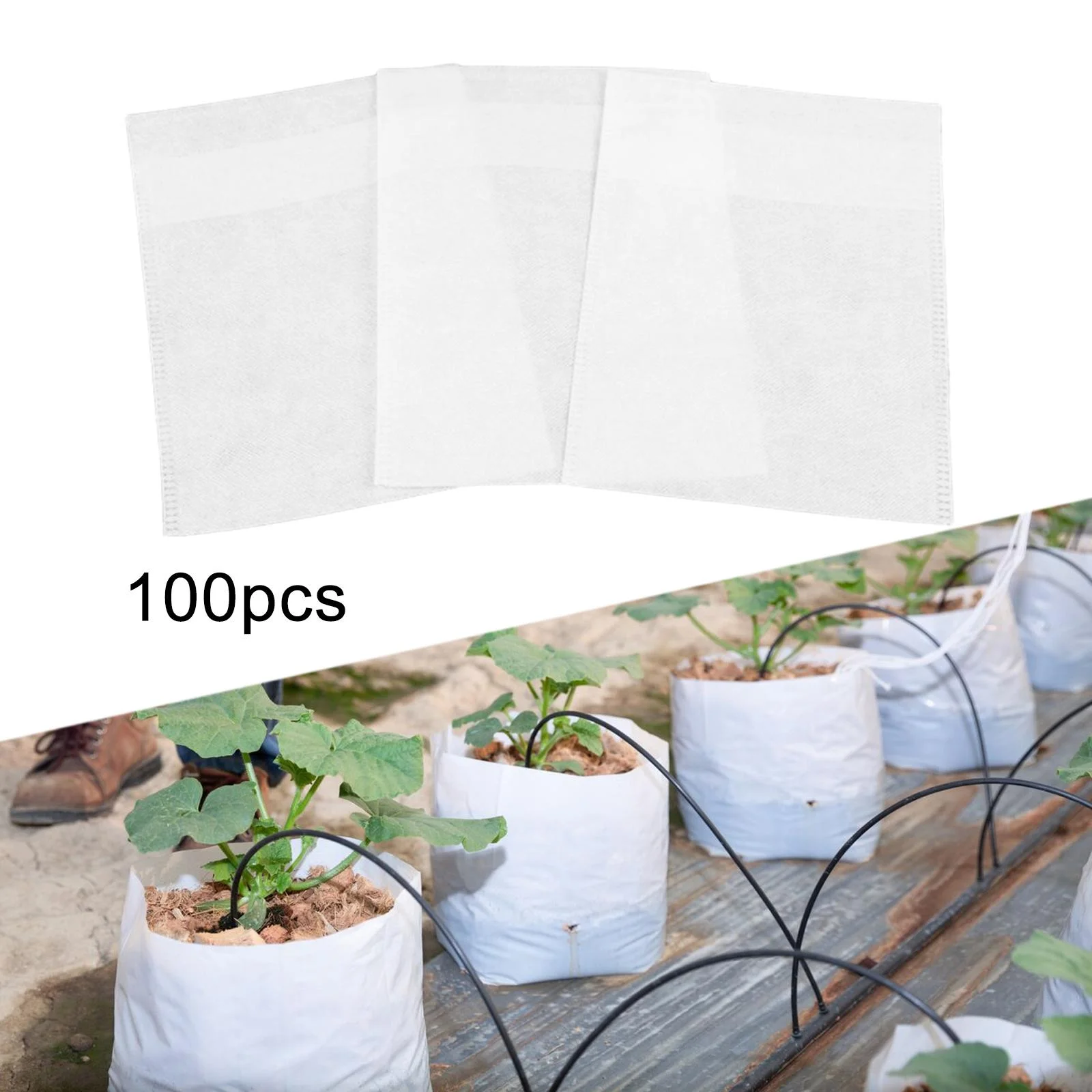 koolsoo 100 Pieces Nursery Bags for Plants,Planters Grow Bags Seedling Pots Container Plant Bag for Vegetable Plant Grow Tree Outdoor 14x22cm