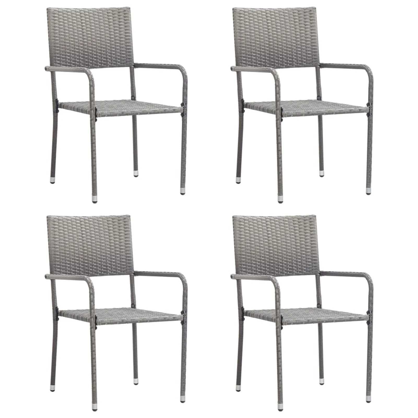 Anself 4 Piece Garden Chairs Poly Rattan Anthracite Stackable Patio Armchairs  Dining Chair for Backyard, Lawn, Balcony,  Furniture 20.1 x 23.6 x 34.3 Inches (W x D x H)