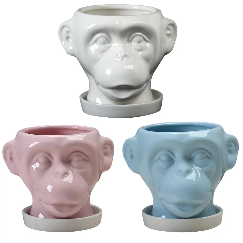 Guichaokj 3pcs Home Small Ceramic Flower Pots Creative Succulent Pot Without Plant