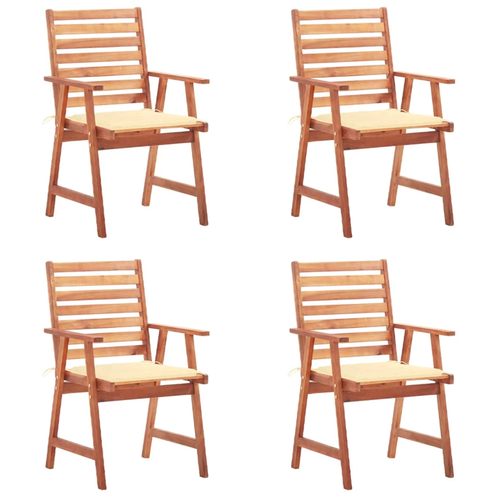 Andoer parcel,4 Pcs FurniturePatio Chair With CushionsChair Patio Chairs Chair Style Wood Deck Lawn 4 Modern Leisure Chairs Cream Wood SlatVidaxl Chairs Modern Leisure