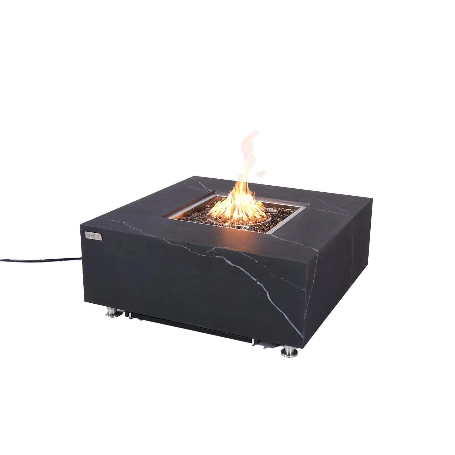 Bethbrook 39 Inch Square Concrete Propane Fire Pit Table in Black By Lakeview Outdoor Designs