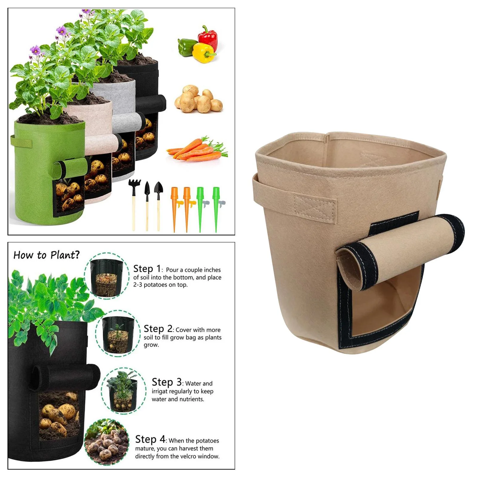 Felt Plant Nonwoven Greenhouse Vegetable Growing Bags Vertical Tools