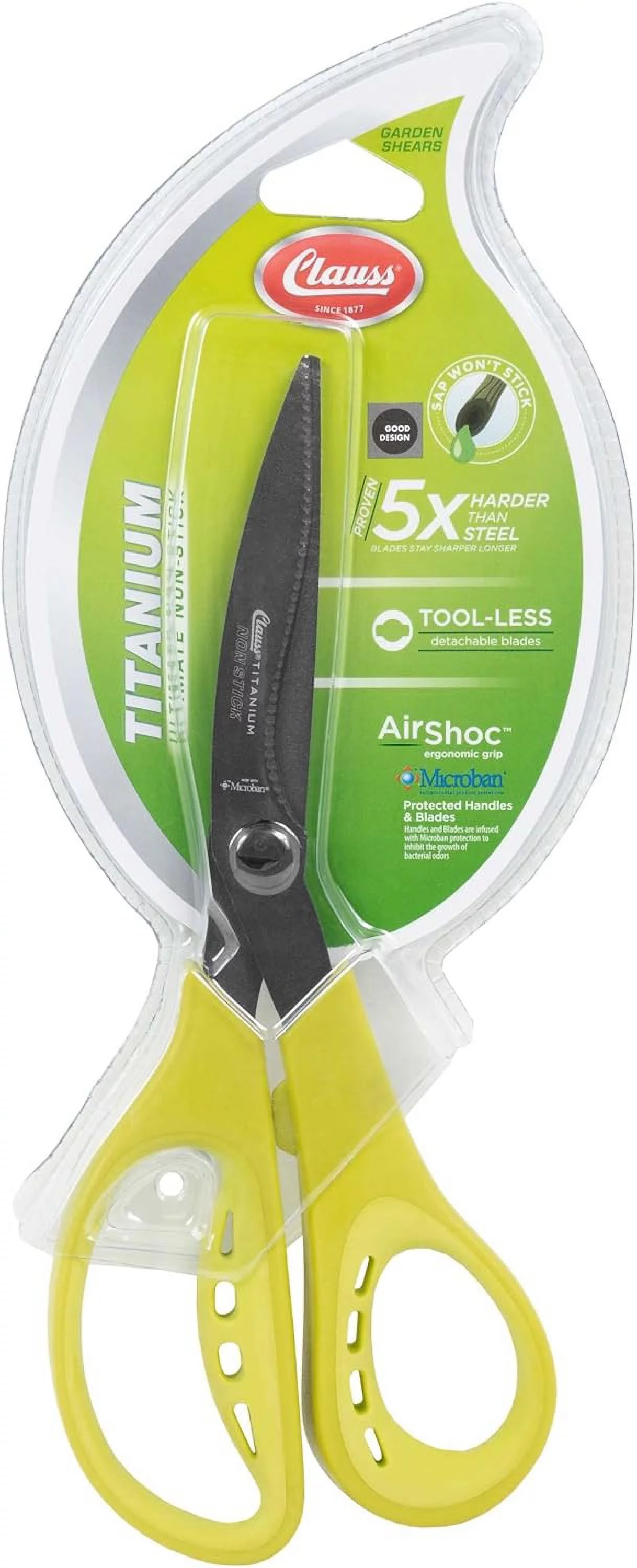 Clauss 18484 Airshoc Titanium Non Stick Garden Shear, Green (3)