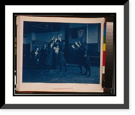 Historic Framed Print, [Female students playing basketball in a gymnasium, Western High School, Washington, D.C.] - 2, 17-7/8