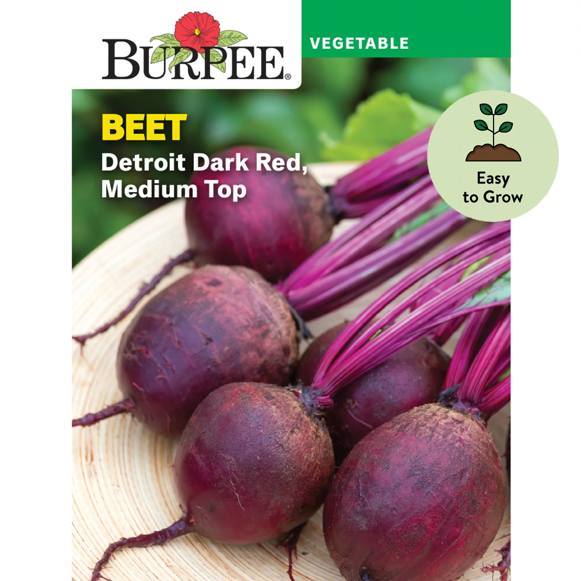 Burpee Medium Top Detroit Dark Red Beet Seeds - Non-GMO, Easy to Grow, Vegetable Gardening Seeds, 5.5g, 1-Pack
